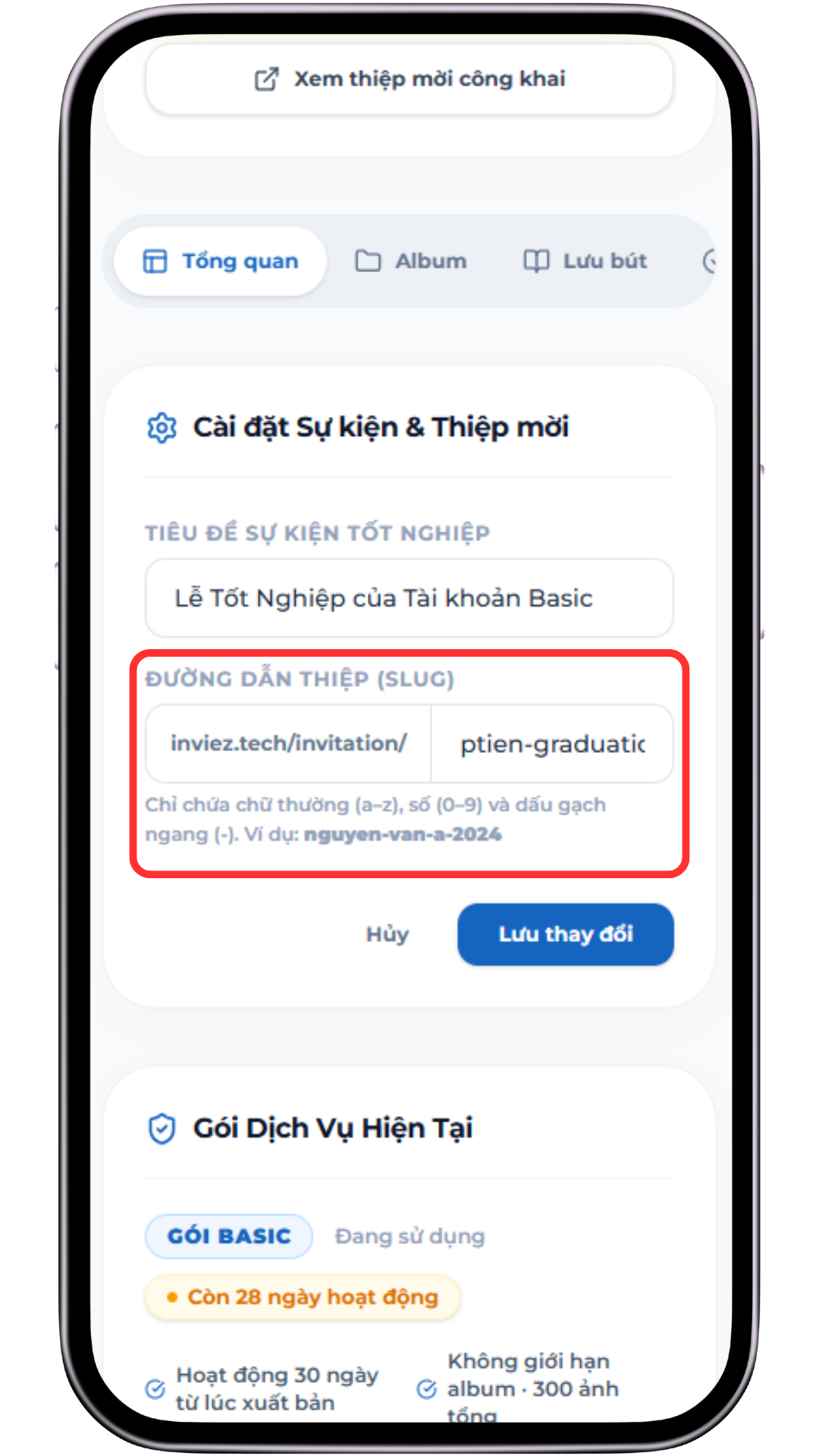 Bước 3 - Đặt slug đường dẫn riêng