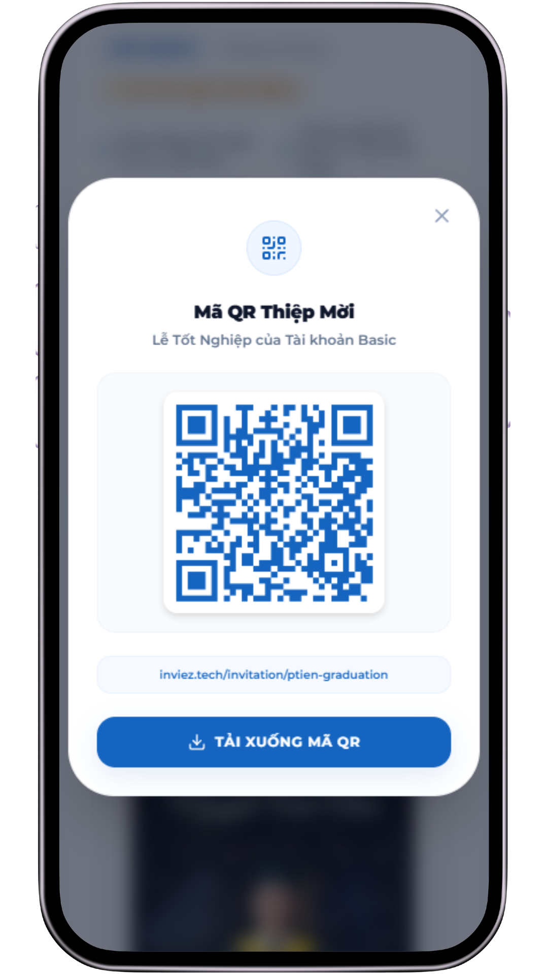 Bước 4 - Nhận mã QR Code thiệp mời
